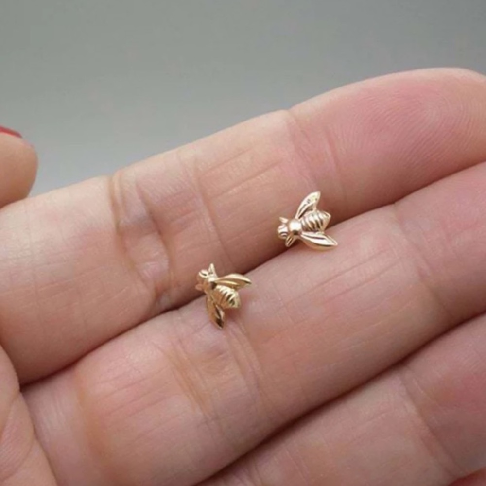 "The Bee’s Knees” Mini Stud Minimalist Earrings - Picture 9 of 11